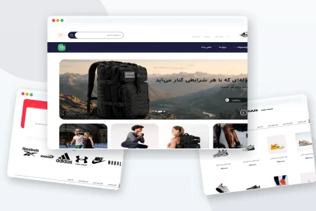 طراحی سایت فروشگاهی کیا کراسفیت؛ کلاژ UI فروشگاه کفش کراسفیت